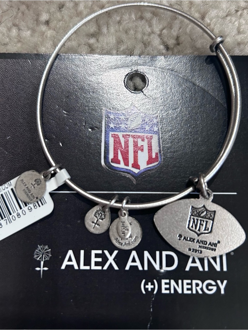 Alex and Ani Silver NFL Shield Charm Bangle Bracelet